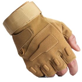 Tactical Military Combat Gloves with Hard Knuckle for Hunting, Shooting, Airsoft, Paintball, Hiking, Camping, Motorcycle (Color: Brown-Half Finger, Size: X-Large)