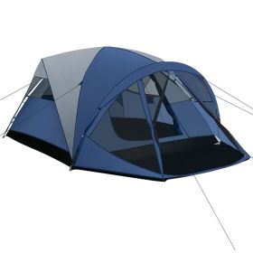Outdoor Hiking Portable Easy Camping Tent for 3 -5 Person (Color: Gray & Blue, Type: Camping Tent)
