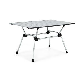 Adjustable Heavy-Duty Outdoor Folding Camping Table (Color: Silver, Type: Camping Table)