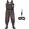 UPGRADE Fishing Waders for Men&Women with Boots Waterproof;  Nylon Chest Wader with PVC Boots & Hanger Brown