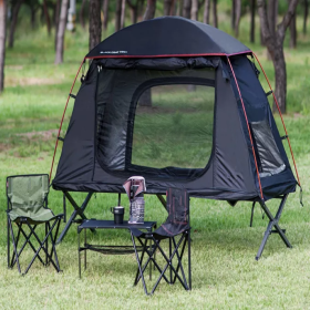 Outdoor Adventure With 1 Person Folding Pop Up Camping Cot Tent (Color: Dark Blue, Type: Camping Tent)