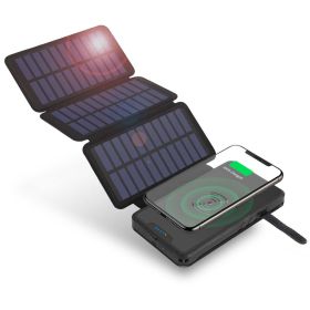 25000 mAh Solar Power Bank (Color: Black)
