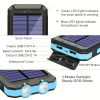 1pc 20000mAh Portable Outdoor Solar Charger; Camping Waterproof Backup Battery Pack With Dual USB 5V Outputs/LED Flashlight And Compass For Cell Phone