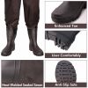 UPGRADE Fishing Waders for Men&Women with Boots Waterproof;  Nylon Chest Wader with PVC Boots & Hanger Brown