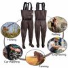 UPGRADE Fishing Waders for Men&Women with Boots Waterproof;  Nylon Chest Wader with PVC Boots & Hanger Brown