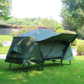 Outdoor Thickened Oxford Cloth Insulated Off Ground Tent For Two Camping And Fishing Tent (Option: Army Green-Double)