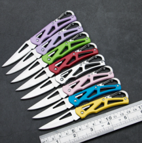 Outdoor Folding Portable Stainless Steel Self-defense Mini Key Knife (Color: Purple)