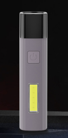 Mini COB Flashlight Rechargeable Outdoor Small Flashlight Walking Portable Household Flashlight (Color: Black)